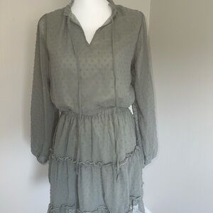 Chic Long Sleeve Gray Dress